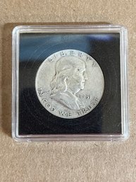 Beautiful 1951 Benjamin Franklin Half Dollar Silver Coin In Plastic Case