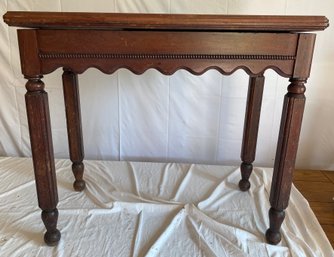 1920s Empire Style Flip Top Card Table With Ripple Trim Molding