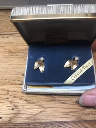 Kremetz Cultured Pearls W14 KT Gold Overlay Earrings.   40
