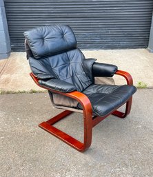 1960s/1970s Scandinavian Leather Bentwood Chair - 1 Of 2