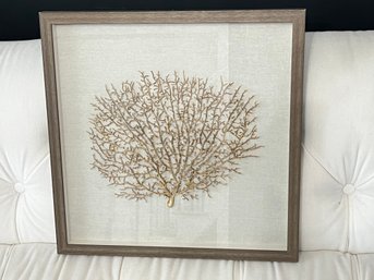 3D Framed Tree Art In Gold With Grey Wood Frame