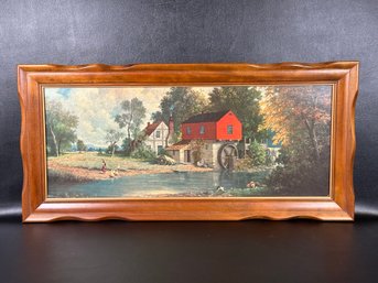 Vintage Landscape Print, The Red Watermill By Edward Kirkbride Thomas