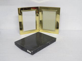 Boxed Polished Brass Frame 5' X 7' Double Picture Frame