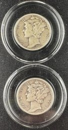 Lot Of 2 Mercury Silver Dimes 1939, 1939-D