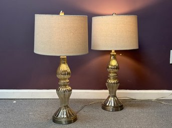 A Stylish Pair Of Mercury Glass Table Lamps