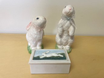 Set Of Rabbit Porcelain Figurines