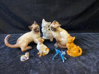 Porcelain And Ceramic Cat Figurine Collection