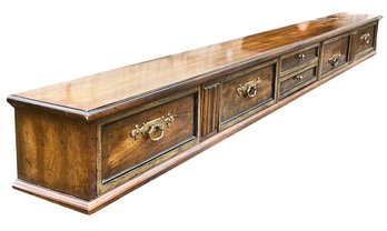 A Large Wall Mount Shelf With Drawer Storage By Drexel Heritage