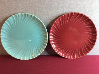 Blue And Red Glazed Plates