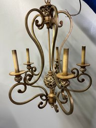 Heavy Gold Finish Metal 6-light Chandelier