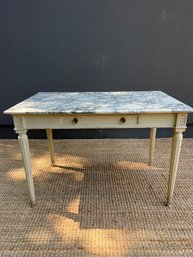 Vintage Marble Topped Side Table/ One Drawer Desk 1 Of 2