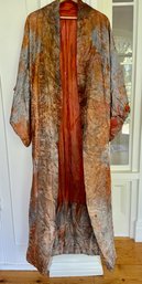 Orange And Grey Silk Kimono