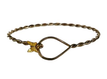 Sterling Silver And Gold Bangle Bracelet With Butterfly Clasp