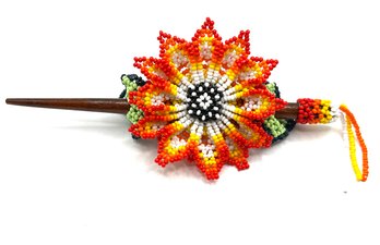 Gorgeous Guatemalan Colorful Hand Beaded Flower Hair Piece