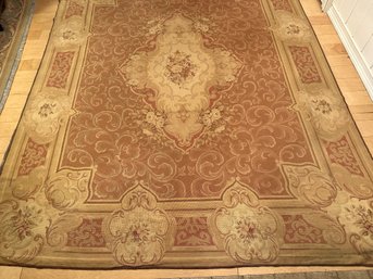 An Antique/Vintage Aubusson Area Rug In Muted Tones ~9x7.5