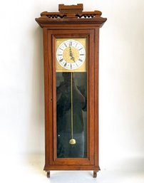 20th Century Regulator Clock With Original Glass Door