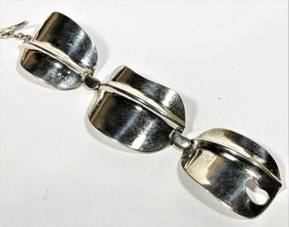 Large Modernist Sterling Silver Link Bracelet