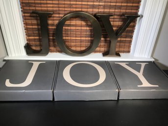 Fantastic RESTORATION HARDWARE Cast Metal Letters That Spell JOY - High Quality - Chestnut Finish - WOW !