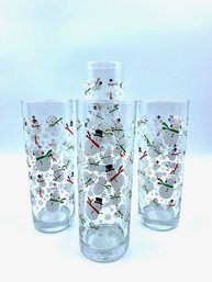 Vintage Snowman Collins Glasses By Coro