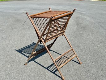 Antique Stick And Ball Magazine Stand With Lower Shelf