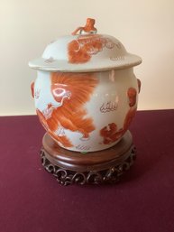 RED DRAGON URN WITH STAND