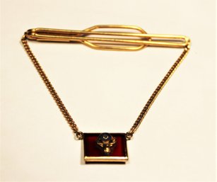 BPOE Gold Filled Tie Bar W Ruby Glass Enamel