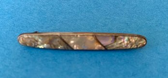 Vintage Sterling And Abalone Bar Pin