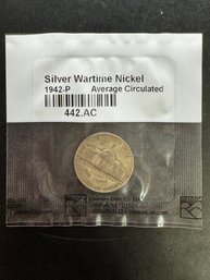 1942-P Average Circulation Silver Wartime Nickel In Littleton Package