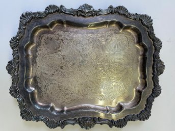 Antique Footed Service Tray Silver On Copper Rogers Silver