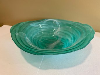 A Pressed Glass Green Centerpiece Bowl