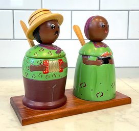 Hand Painted And Carved Sugar And Honey Pots