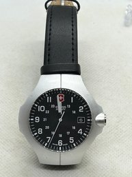 Unusual Aluminum Case SWISS ARMY Men's Watch With Silicone Band- Sharp Looking!