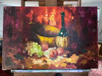 Still Life Oil On Canvas Signed Lower Left