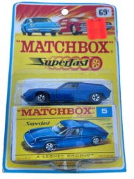 Vintage Matchbox #5 Superfast MB5 Lotus Europa METALLIC BLUE In Original Blister Packaging