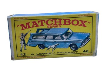 Original Box Matchbox Lesney Vtg Studebaker Station Wagon #42 UNPUNCHED MINT Hunter & Dog**PACKAGE Has Spots'