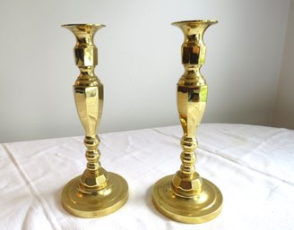 Pair Of Heavy Brass Candle Holders