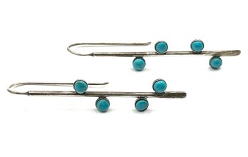 Vintage Mexican Sterling Silver Turquoise Artisan Earrings