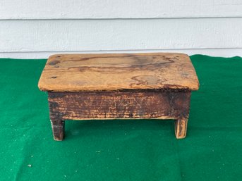 Antique Wood Stool With Square Nails