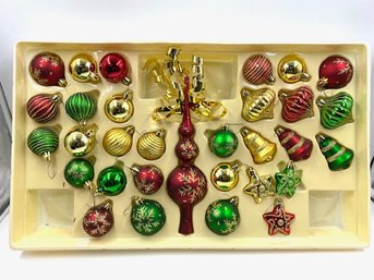 Vintage Grouping Of Glass Bulb Ornaments & Tree Topper