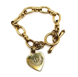 Juicy Couture Designer Large Chain With Heart Pendant Bracelet