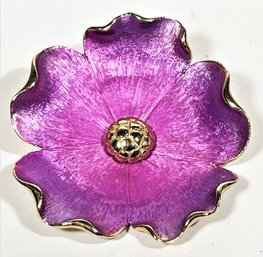 Vintage Purple And Gold Tone High Quality Flower Brooch