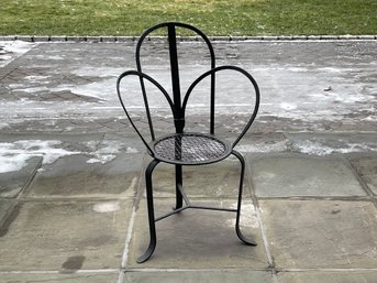 Hepplewhite Wrought Iron Three-Leg Garden Side Chair