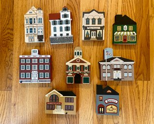 1980s Signed Cat's Meow Village Wooden Buildings