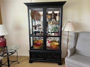 Large Black Distressed Painted Display Case