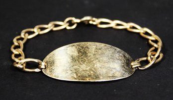 Gold Over Sterling Silver Plain ID Bracelet Vintage