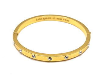 Beautiful Kate Spade Designer Clear Stones Hinged Close Bangle Bracelet