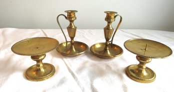 2 Pair Of Brass Candle Holders