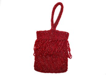 Vintage Red/wine Beaded Mini Pouch Bag