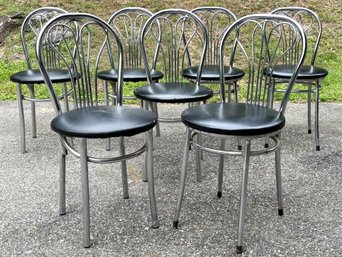 A Set Of 7 Vintage Side Chairs In Chrome And Vinyl - Diner Style