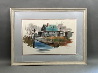 Samuel Leitman, Original Watercolor On Paper, Landscape, Signed